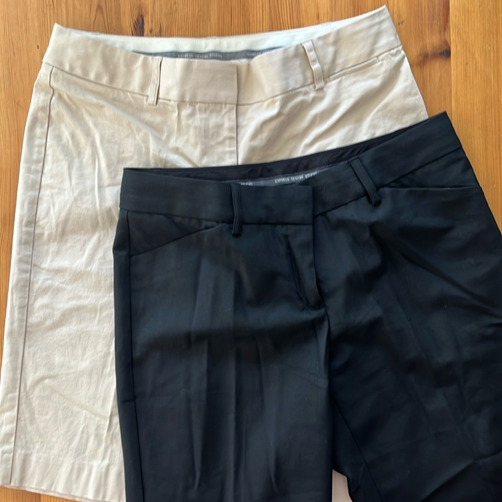 Excellent Condition Long Shorts Express, sz 4, Tan and Black